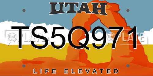 TS5Q971 Utah License Plate