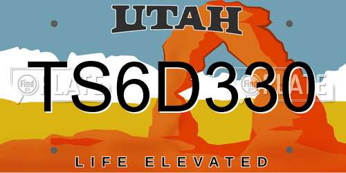 TS6D330 Utah License Plate