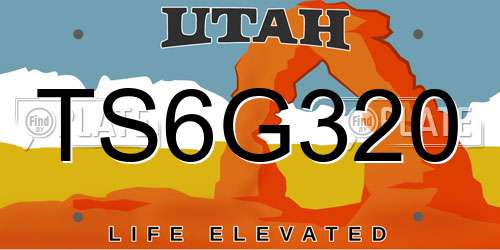 TS6G320 Utah License Plate