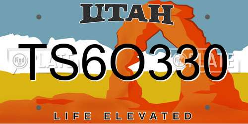 TS6O330 Utah License Plate