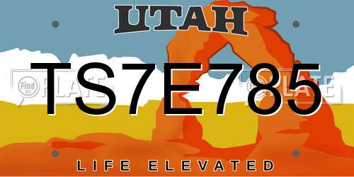 TS7E785 Utah License Plate
