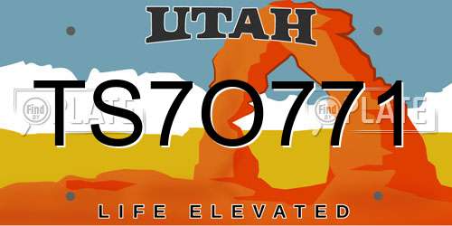 TS7O771 Utah License Plate