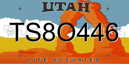 TS8O446 Utah License Plate
