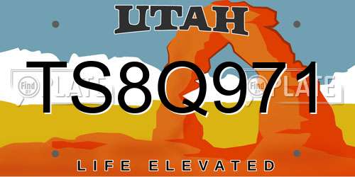 TS8Q971 Utah License Plate