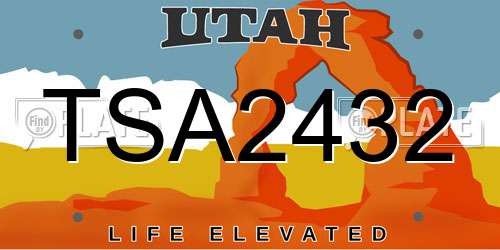 TSA2432 Utah License Plate