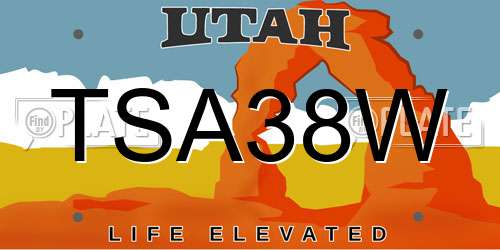 TSA38W Utah License Plate