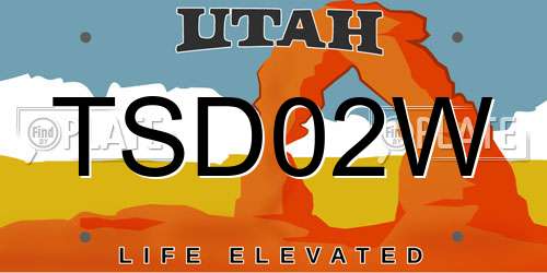 TSD02W Utah License Plate