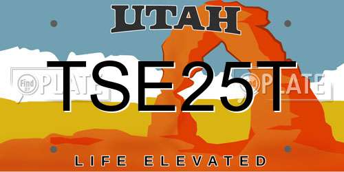 TSE25T Utah License Plate