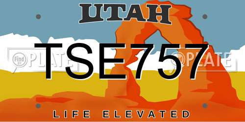 TSE757 Utah License Plate