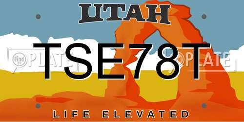 TSE78T Utah License Plate