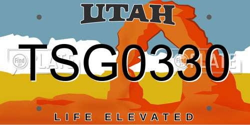 TSG0330 Utah License Plate