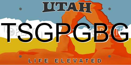 TSGPGBG Utah License Plate
