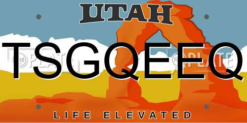 TSGQEEQ Utah License Plate