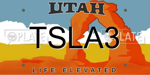 TSLA3 Utah License Plate