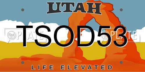 TSOD53 Utah License Plate