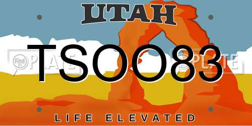 TSOO83 Utah License Plate