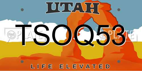 TSOQ53 Utah License Plate