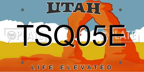 TSQ05E Utah License Plate