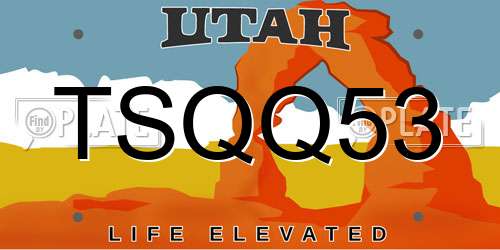 TSQQ53 Utah License Plate