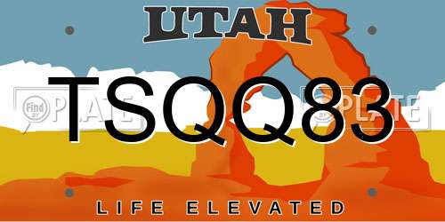 TSQQ83 Utah License Plate