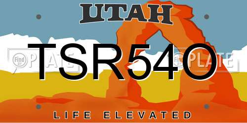TSR54O Utah License Plate