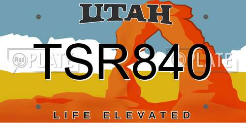 TSR840 Utah License Plate