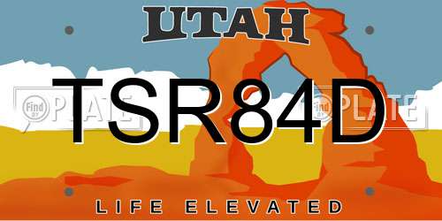 TSR84D Utah License Plate