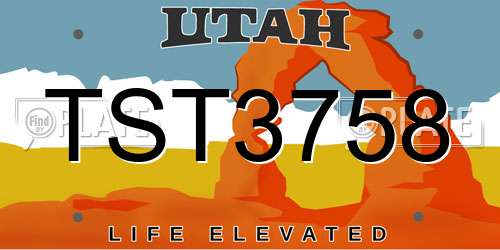 TST3758 Utah License Plate