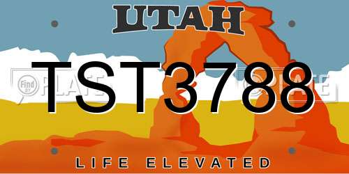 TST3788 Utah License Plate