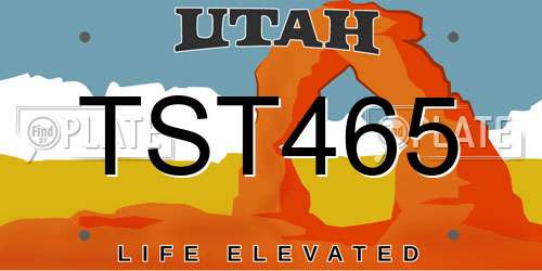 TST465 Utah License Plate