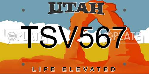 TSV567 Utah License Plate