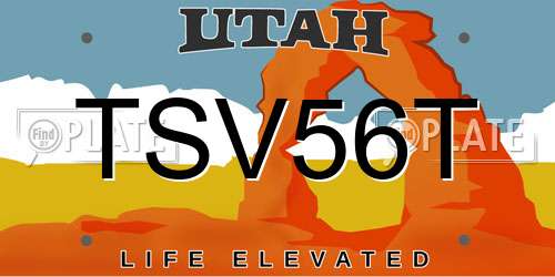 TSV56T Utah License Plate