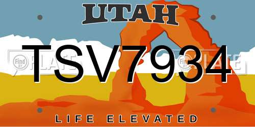 TSV7934 Utah License Plate