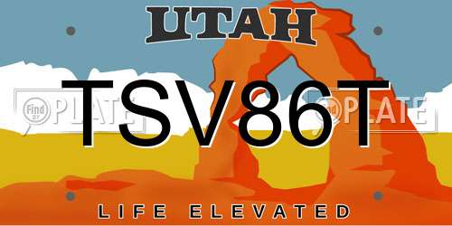 TSV86T Utah License Plate