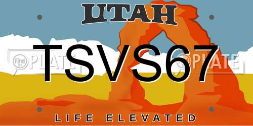 TSVS67 Utah License Plate