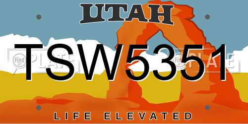 TSW5351 Utah License Plate