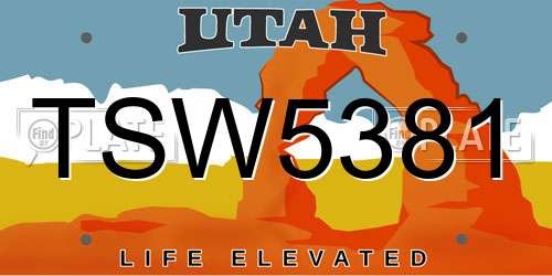 TSW5381 Utah License Plate