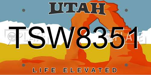 TSW8351 Utah License Plate