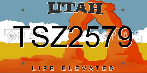 TSZ2579 Utah License Plate