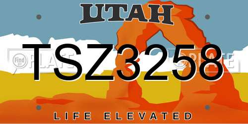 TSZ3258 Utah License Plate