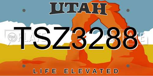 TSZ3288 Utah License Plate