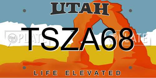 TSZA68 Utah License Plate