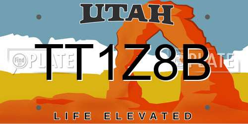 TT1Z8B Utah License Plate