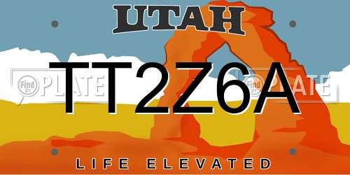 TT2Z6A Utah License Plate