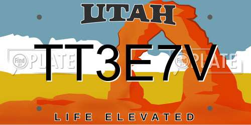 TT3E7V Utah License Plate