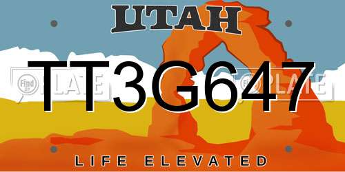 TT3G647 Utah License Plate