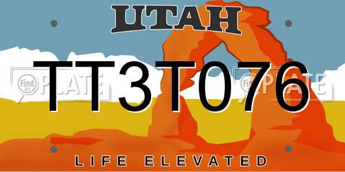 TT3T076 Utah License Plate
