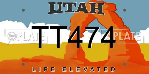 TT474 Utah License Plate