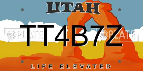 TT4B7Z Utah License Plate