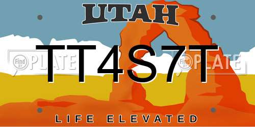 TT4S7T Utah License Plate